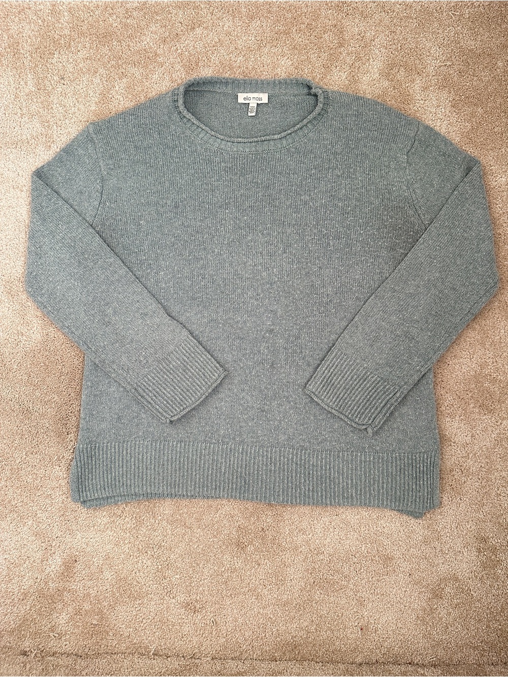 Ella Moss Seafoam Green Knit Crewneck Sweater Size S